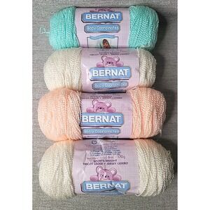 Bernat Baby Coordinates Yarn Skeins 2 Natural 1 Peach 1 Soft Turquoise Blanket